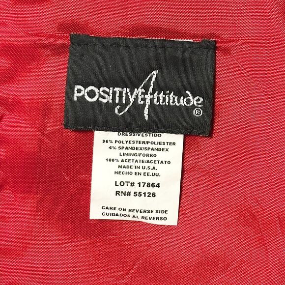 Vintage Positive Attitude Red Satin Cocktail Dress Sz 10 Sleeveless Holiday Glam - Picture 3 of 9